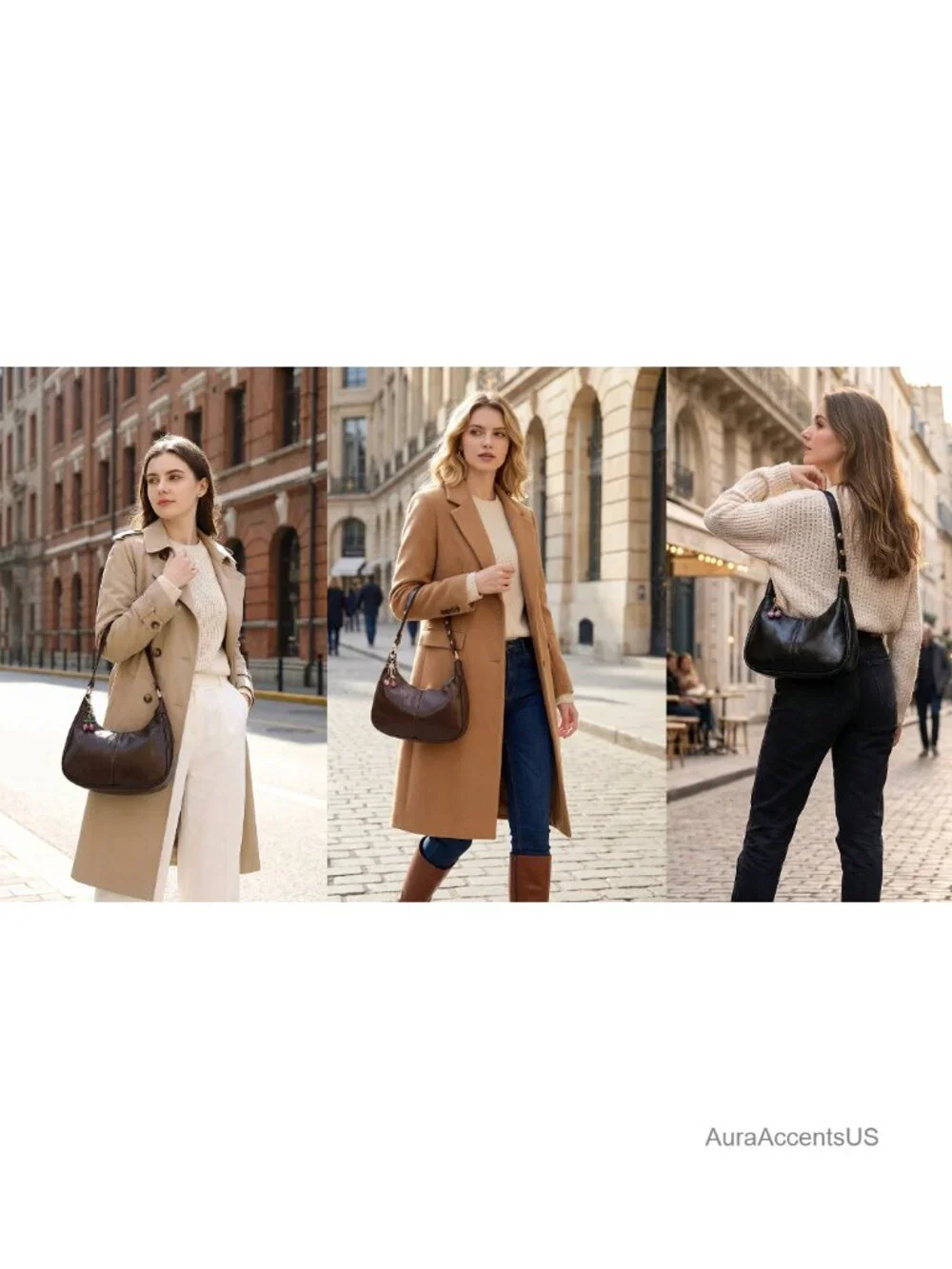 Small Crescent Hobo Shoulder Bag Vegan Leather Crossbody
